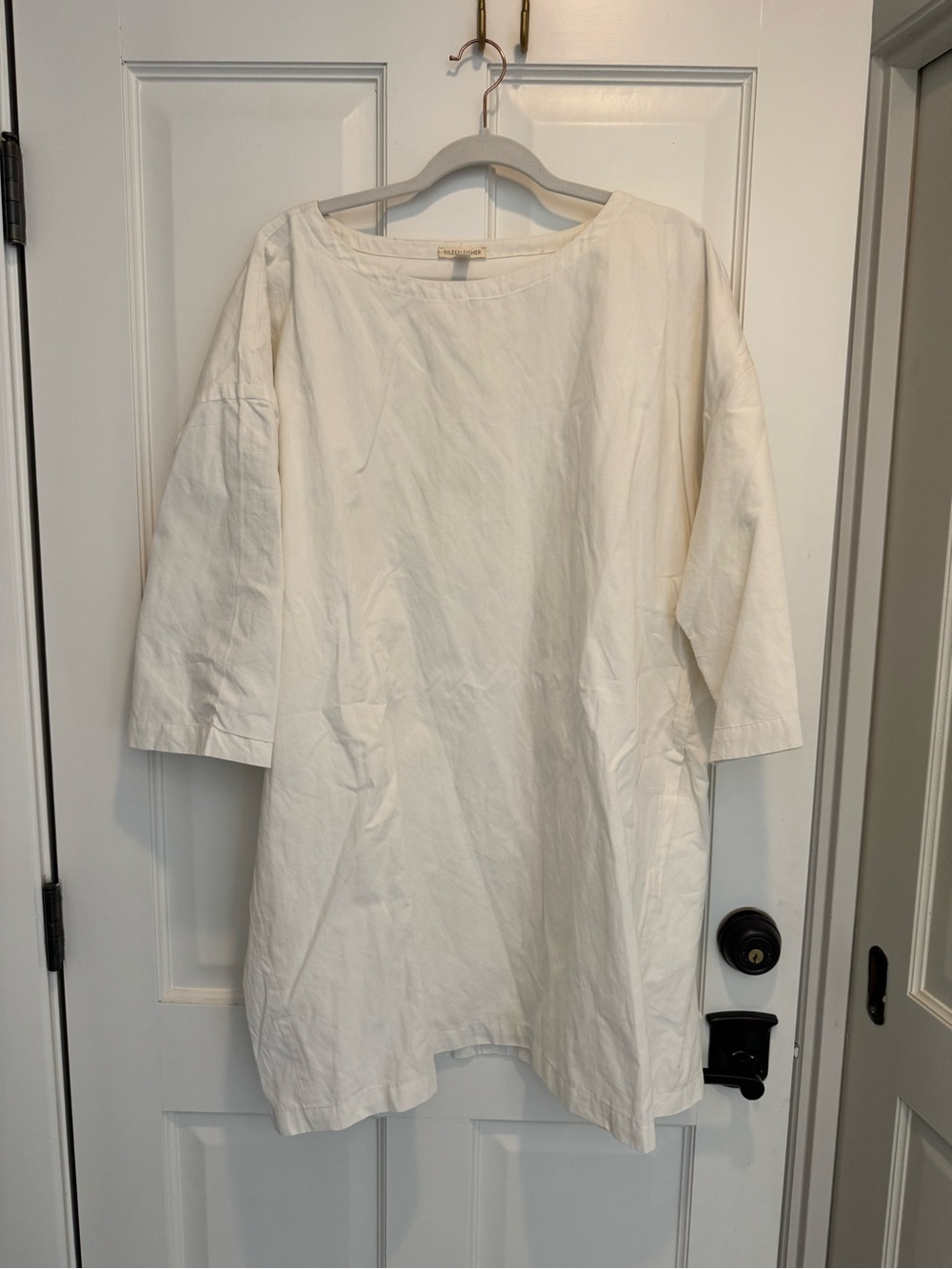 Eileen Fisher Ivory Scoop Neck Mini Dress | Size XL